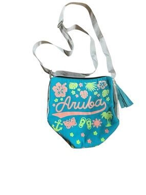 Teal Kids Crossbody Bag with Tropical Print